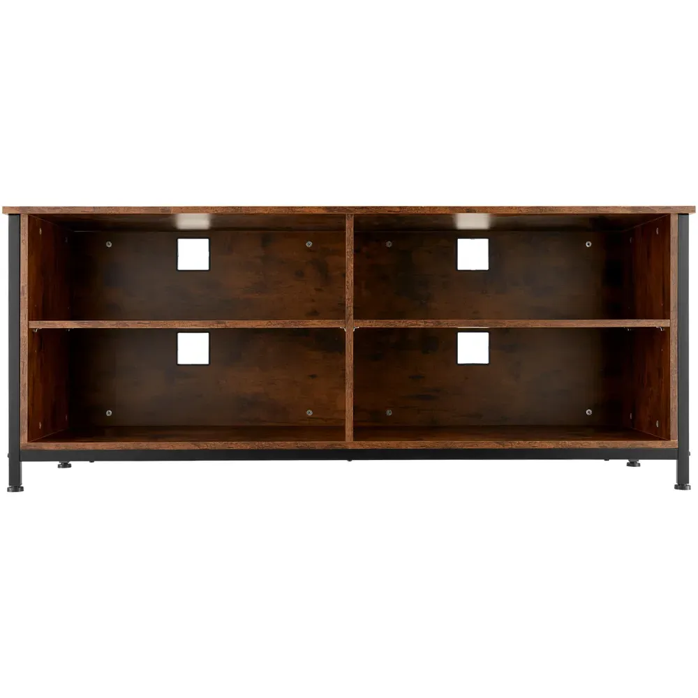 Navan 4 Shelf TV Unit with Cable Cutouts - Dark Rustic