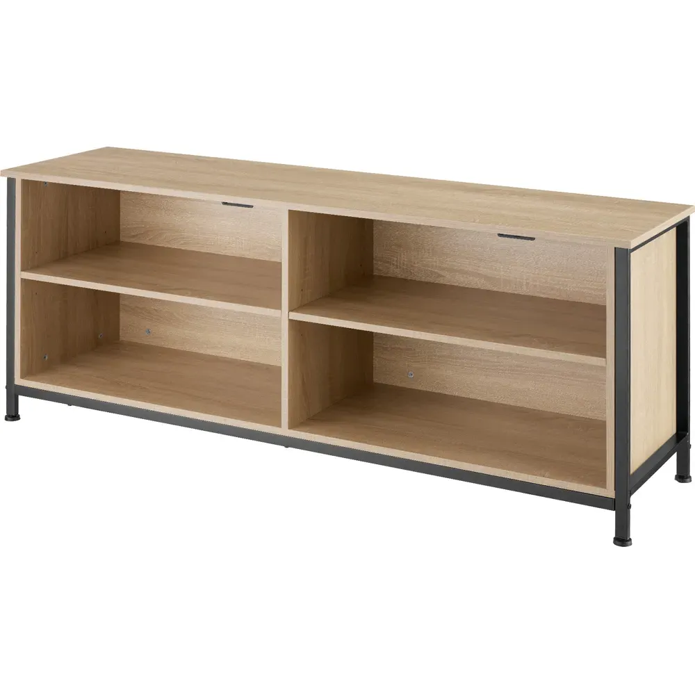 Navan 4 Shelf TV Unit with Cable Cutouts - Light Oak Sonoma