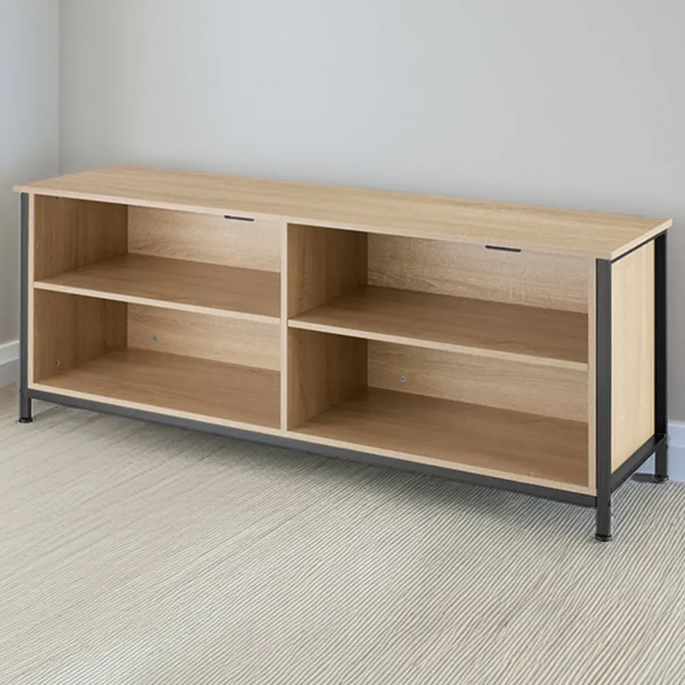 Navan 4 Shelf TV Unit with Cable Cutouts - Light Oak Sonoma