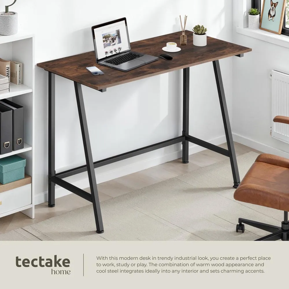 Newton Industrial Desk - Brown, Wood