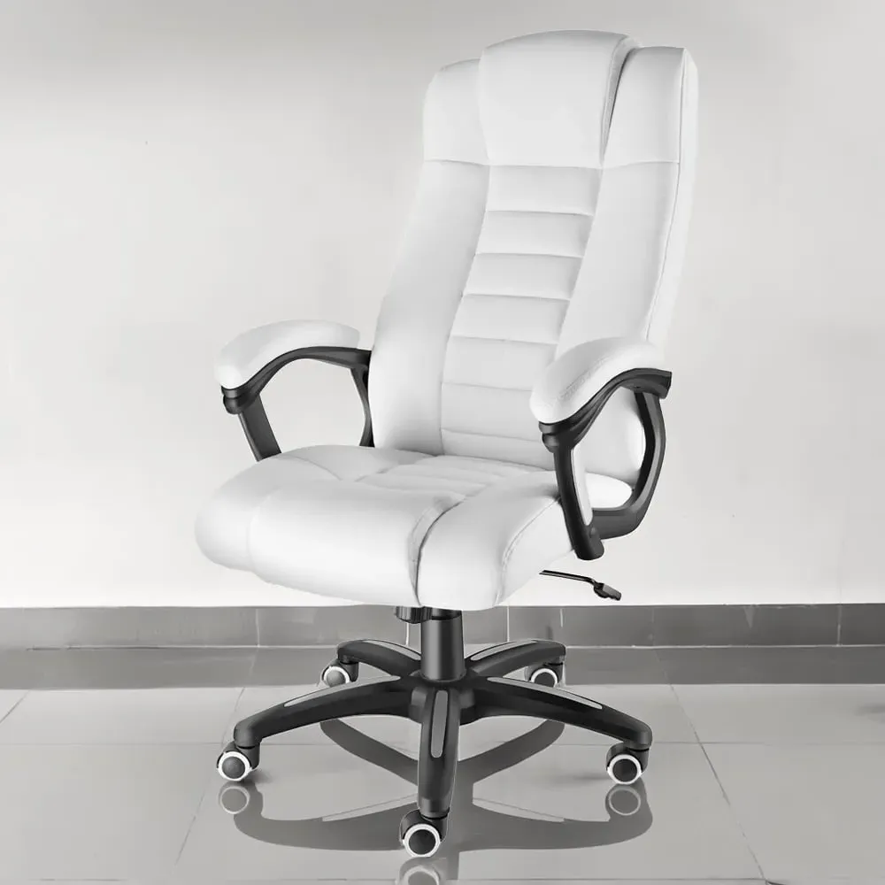 Office Chair with Padded Armrests - White
