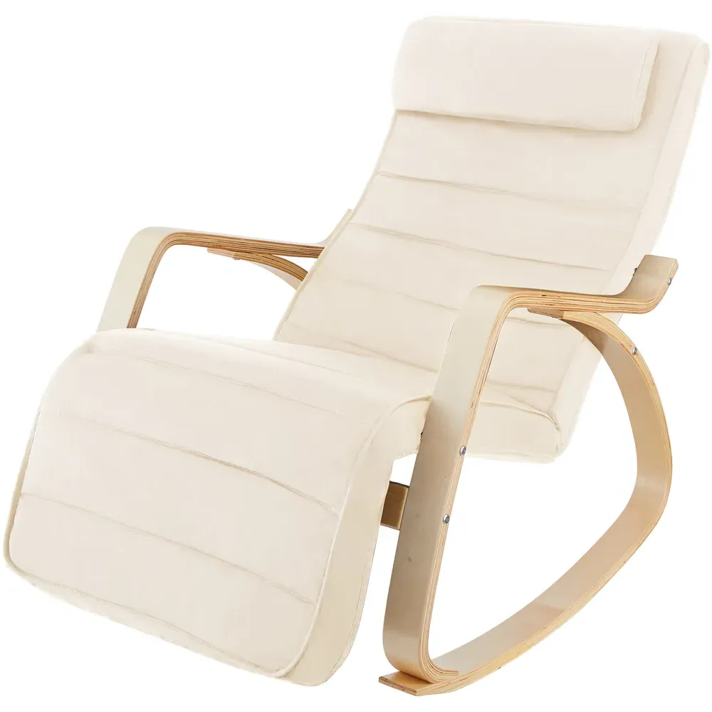 Onda Rocking Chair with Adjustable Footrest - Cream, Fabric