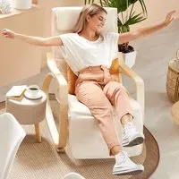 Onda Rocking Chair with Adjustable Footrest - Cream, Fabric