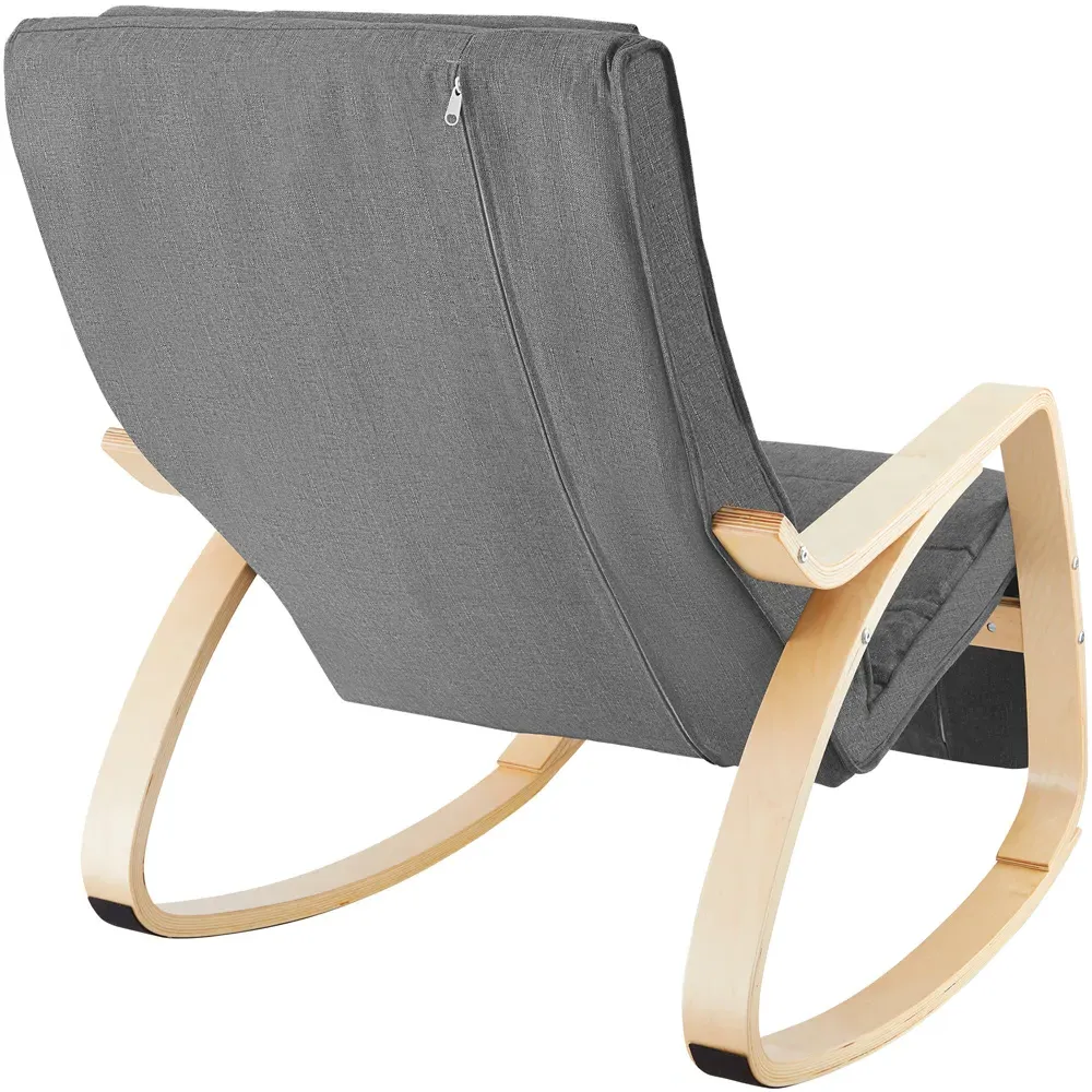 Onda Rocking Chair with Adjustable Footrest - Grey, Fabric