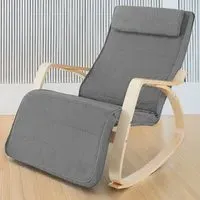 Onda Rocking Chair with Adjustable Footrest - Grey, Fabric