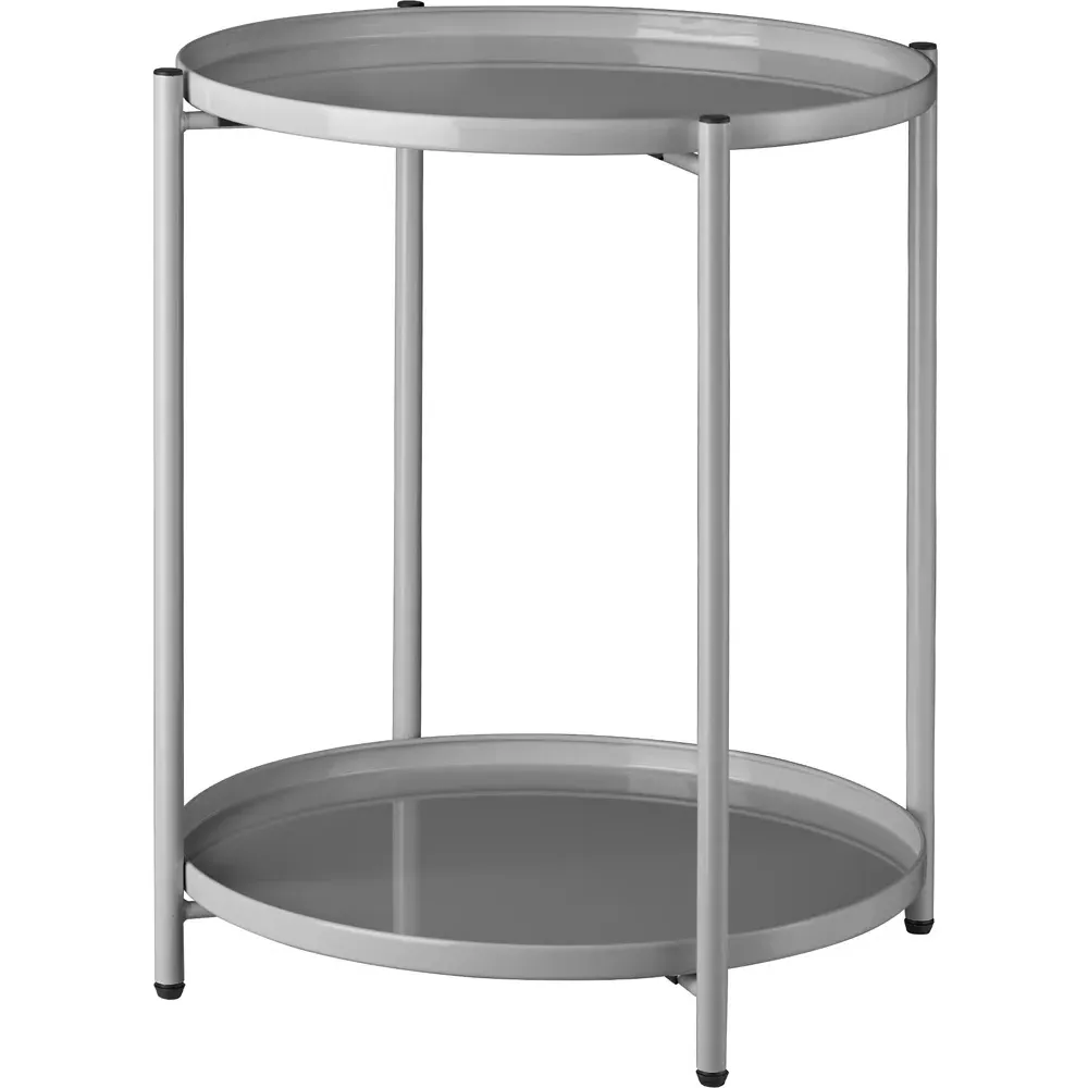 Oxford Round Bedside Table - Grey