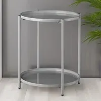Oxford Round Bedside Table - Grey