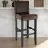 Padded Bar Stool Set of 4 with Footrest - Brown, Synthetic Leather