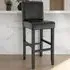 Padded Bar Stool with Footrest - Black, Leather