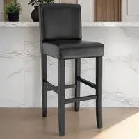 Padded Bar Stools Set of 6 - Black, Synthetic Leather