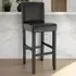 Padded Bar Stools Set of 6 - Black, Synthetic Leather