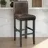 Padded Bar Stools Set of 6 - Brown, Synthetic Leather