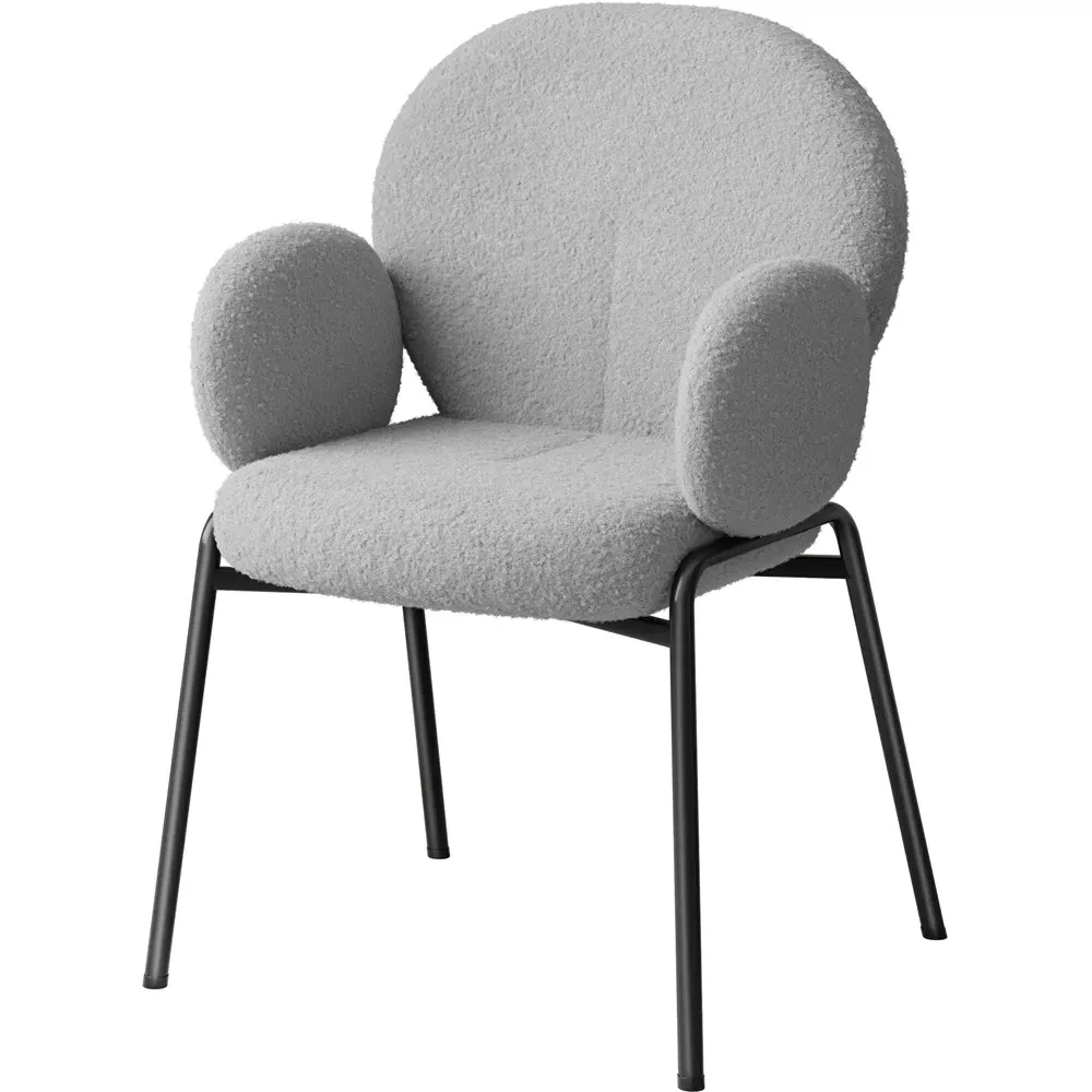Padded Dining Chair - Grey, Boucle