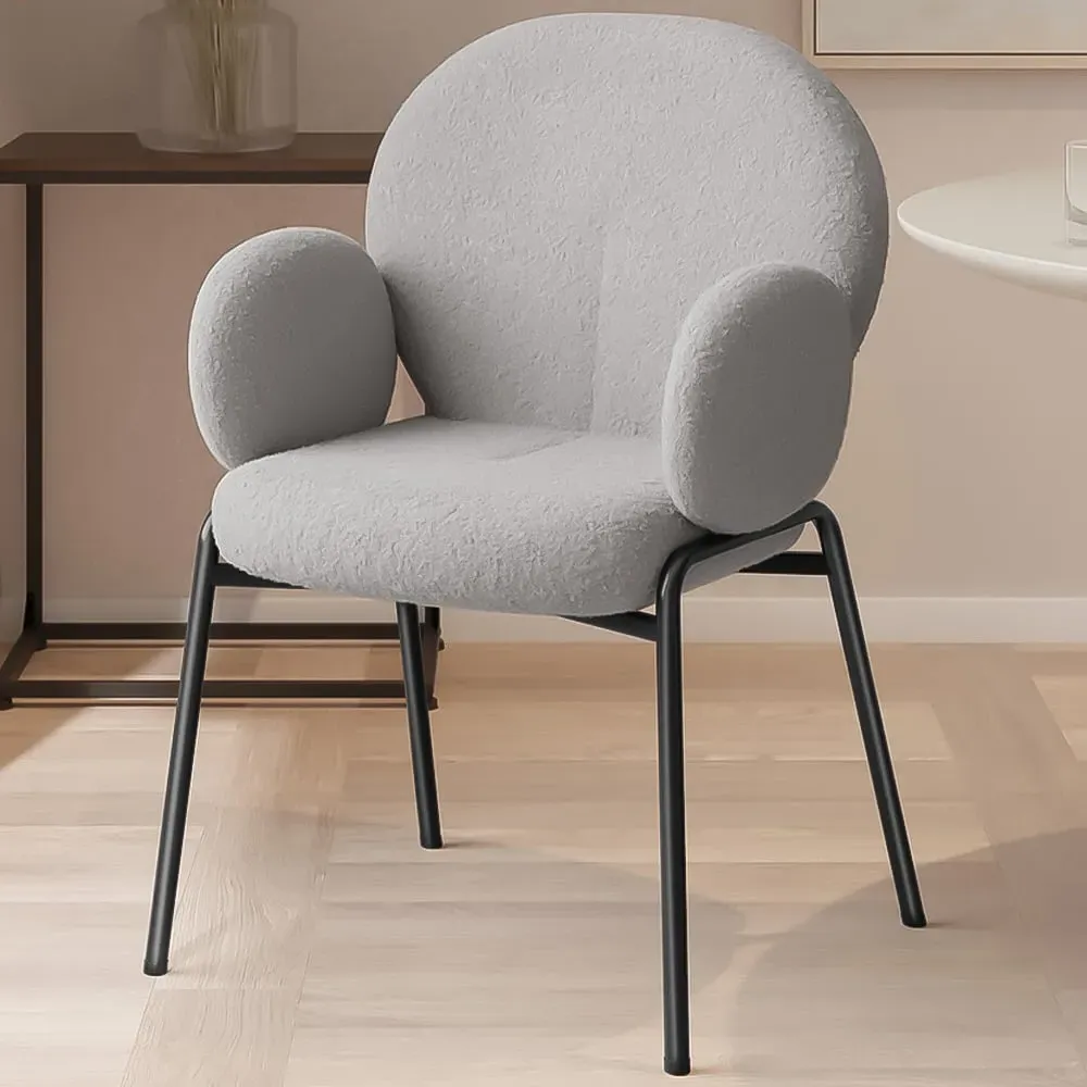 Padded Dining Chair - Grey, Boucle image