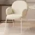 Padded Dining Chair with Armrests - Cream, Boucle