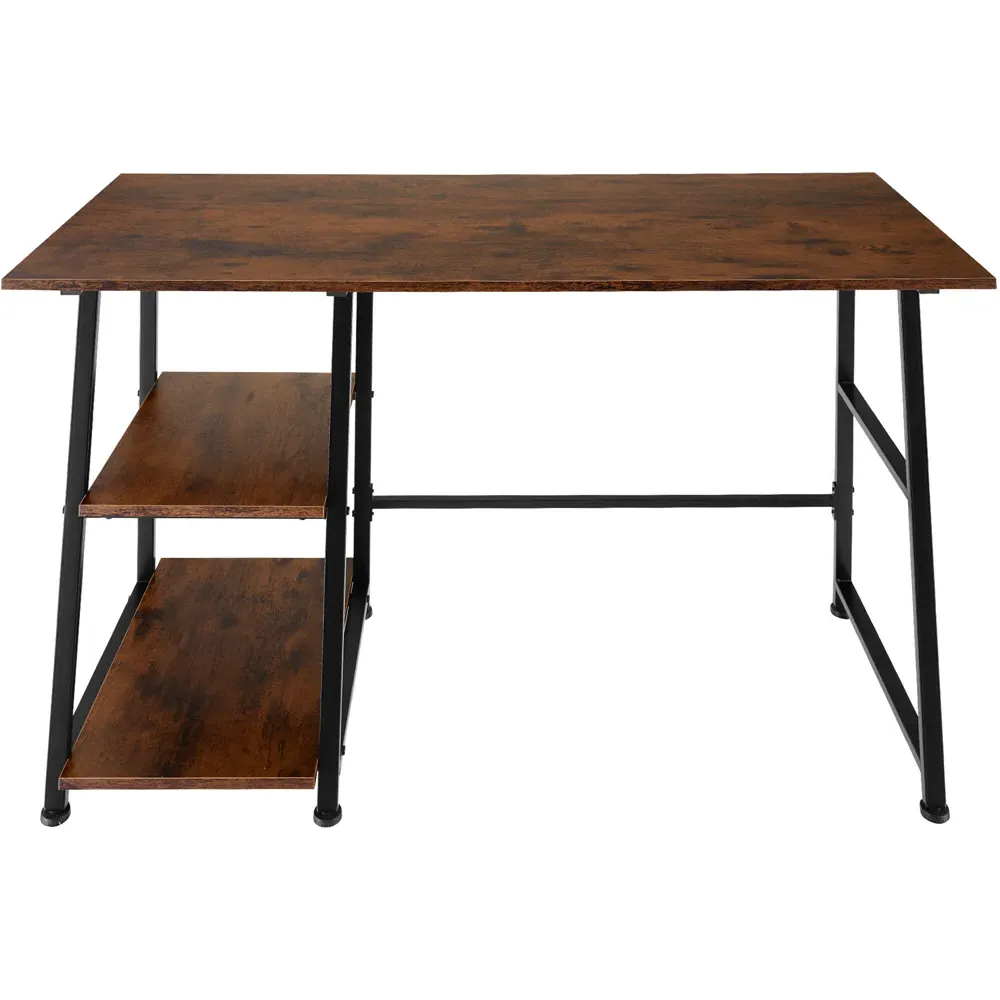 Paisley 2 Shelf Trapezoidal Frame Desk - Brown, Wood