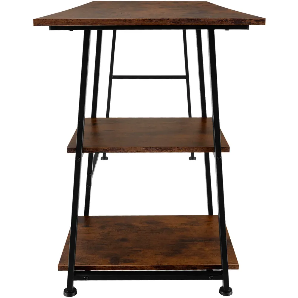 Paisley 2 Shelf Trapezoidal Frame Desk - Brown, Wood