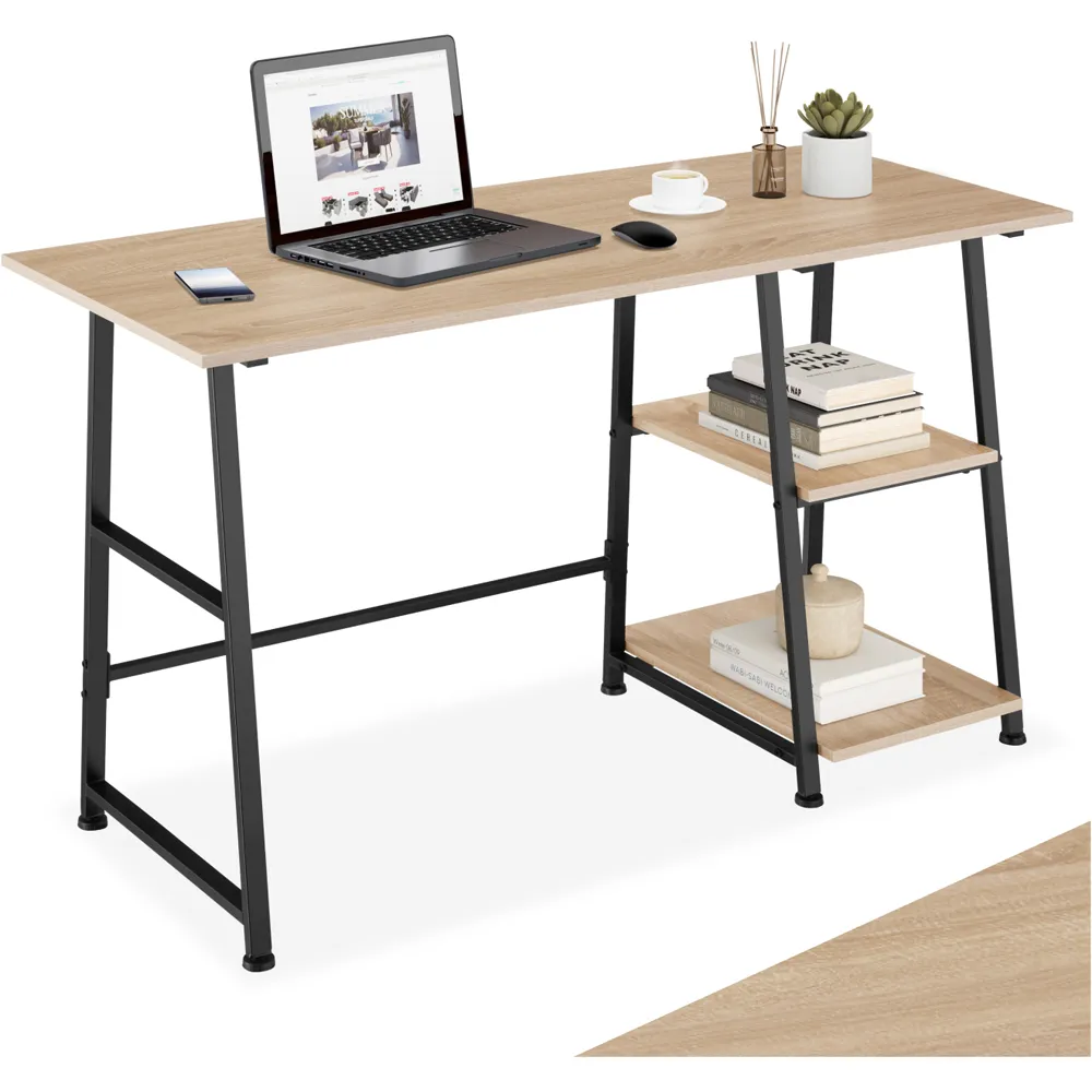 Paisley Trapezoidal Desk with Storage - Oak Sonoma
