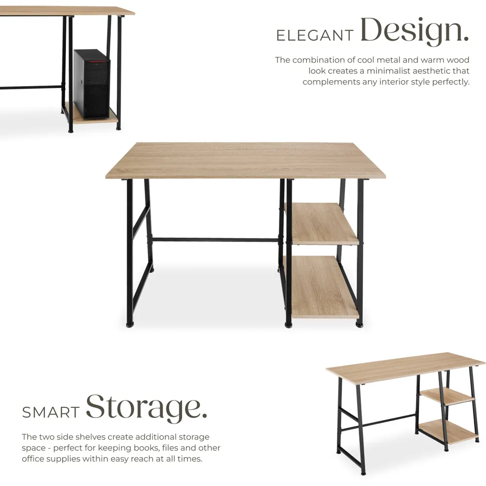 Paisley Trapezoidal Desk with Storage - Oak Sonoma