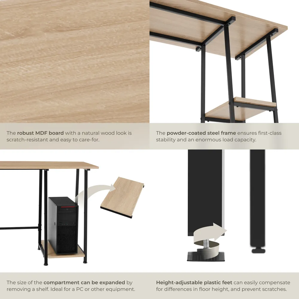 Paisley Trapezoidal Desk with Storage - Oak Sonoma