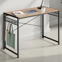 Paterson Foldable Desk with Storage Hooks - Light Oak