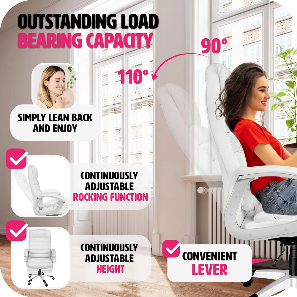 Paul Height Adjustable Office Chair - White