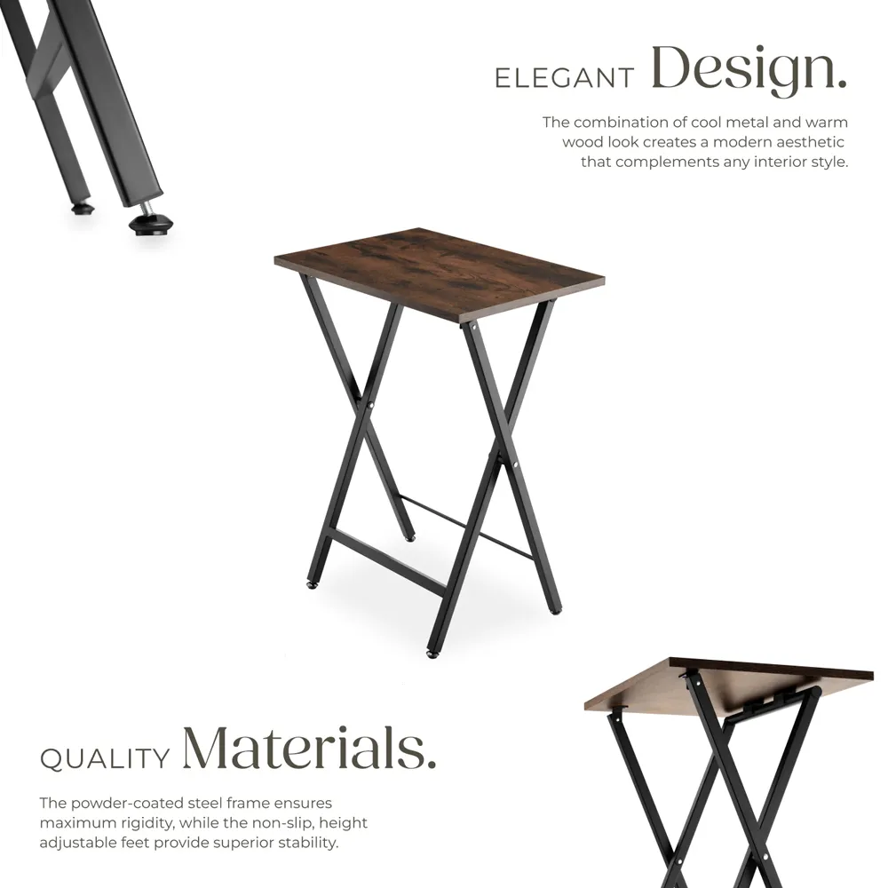 Phoenix Foldable Bedside Table Set of 2 - Dark Wood