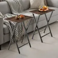 Phoenix Foldable Bedside Table Set of 2 - Dark Wood