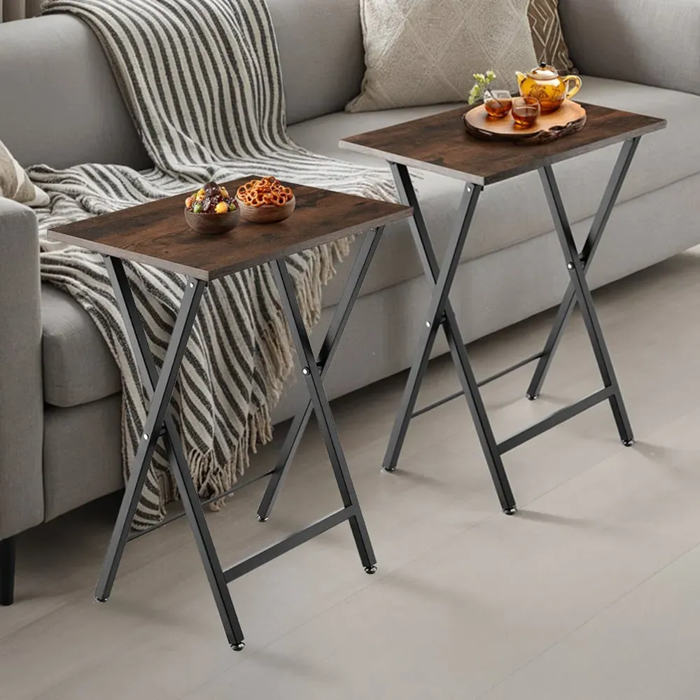 Phoenix Foldable Bedside Table Set of 2 - Dark Wood image