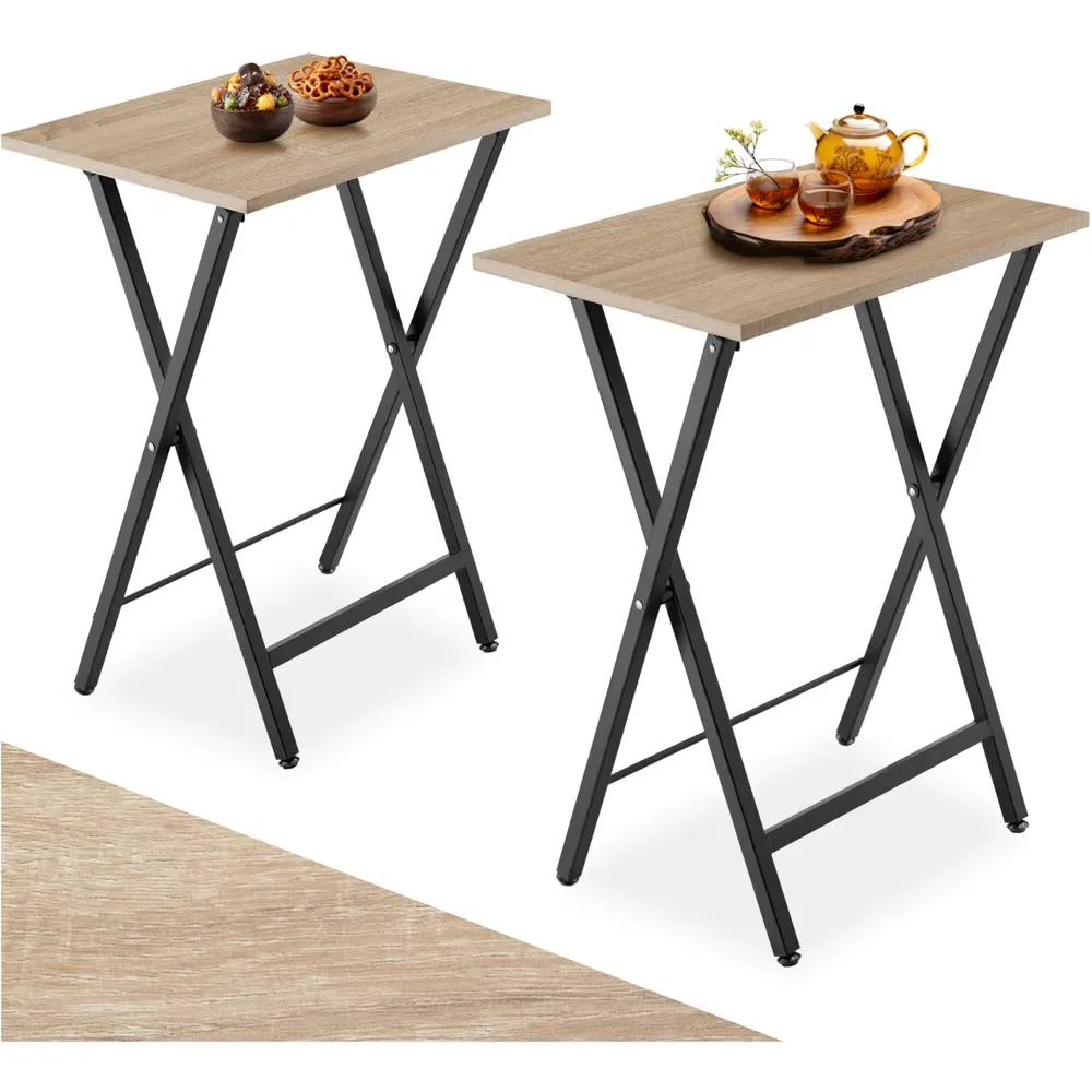 Phoenix Foldable Bedside Table Set of 2 - Oak Sonoma