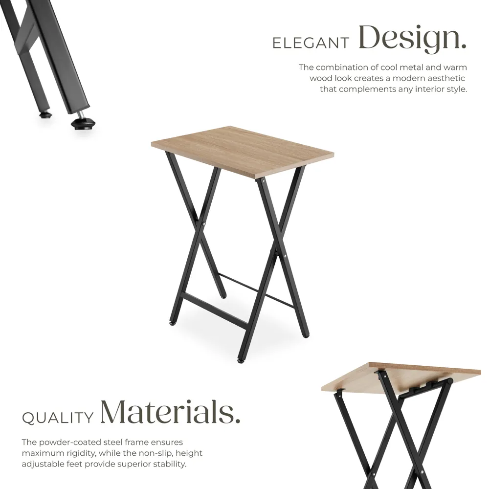 Phoenix Foldable Bedside Table Set of 2 - Oak Sonoma