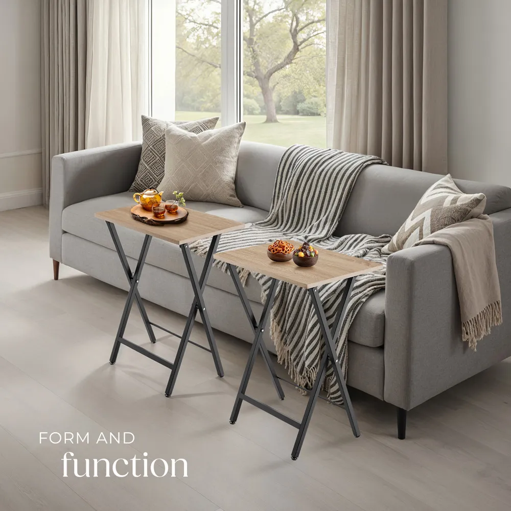 Phoenix Foldable Bedside Table Set of 2 - Oak Sonoma