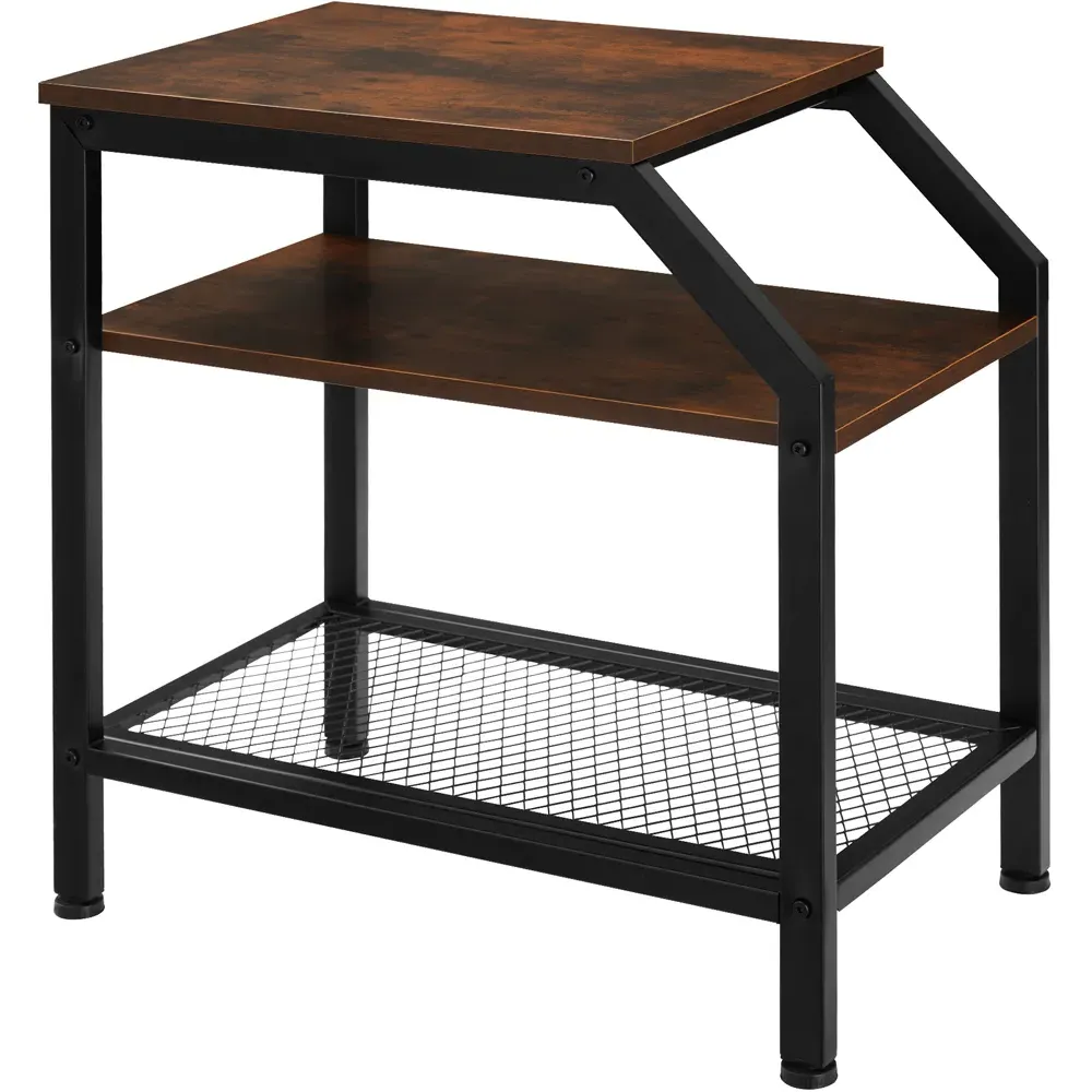 Plymouth 2 Shelf Bedside Table - Brown, Dark Wood