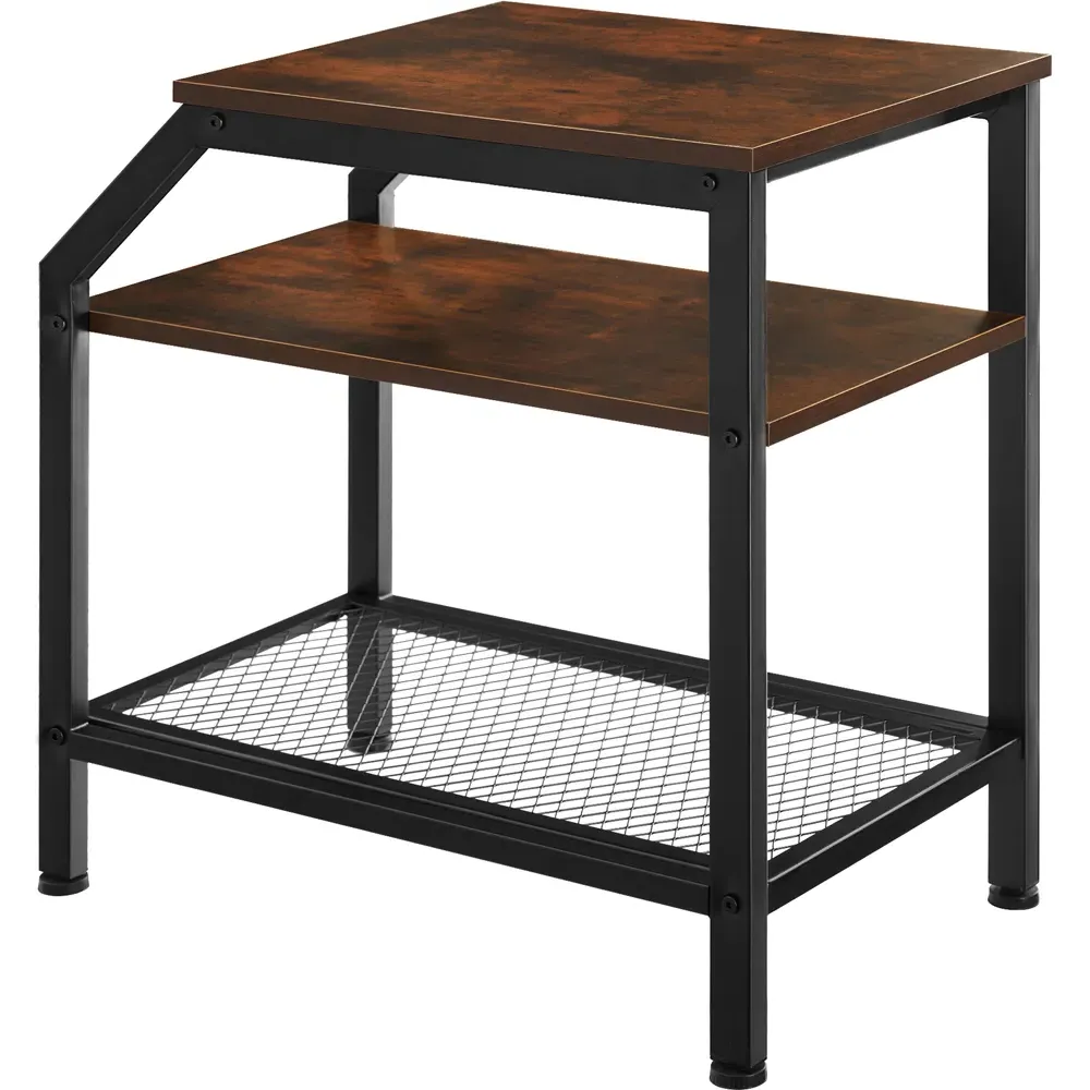 Plymouth 2 Shelf Bedside Table - Brown, Dark Wood