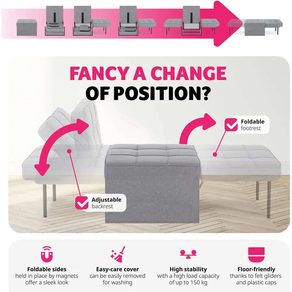 Ponto 4-in-1 Lounger Chair - Grey