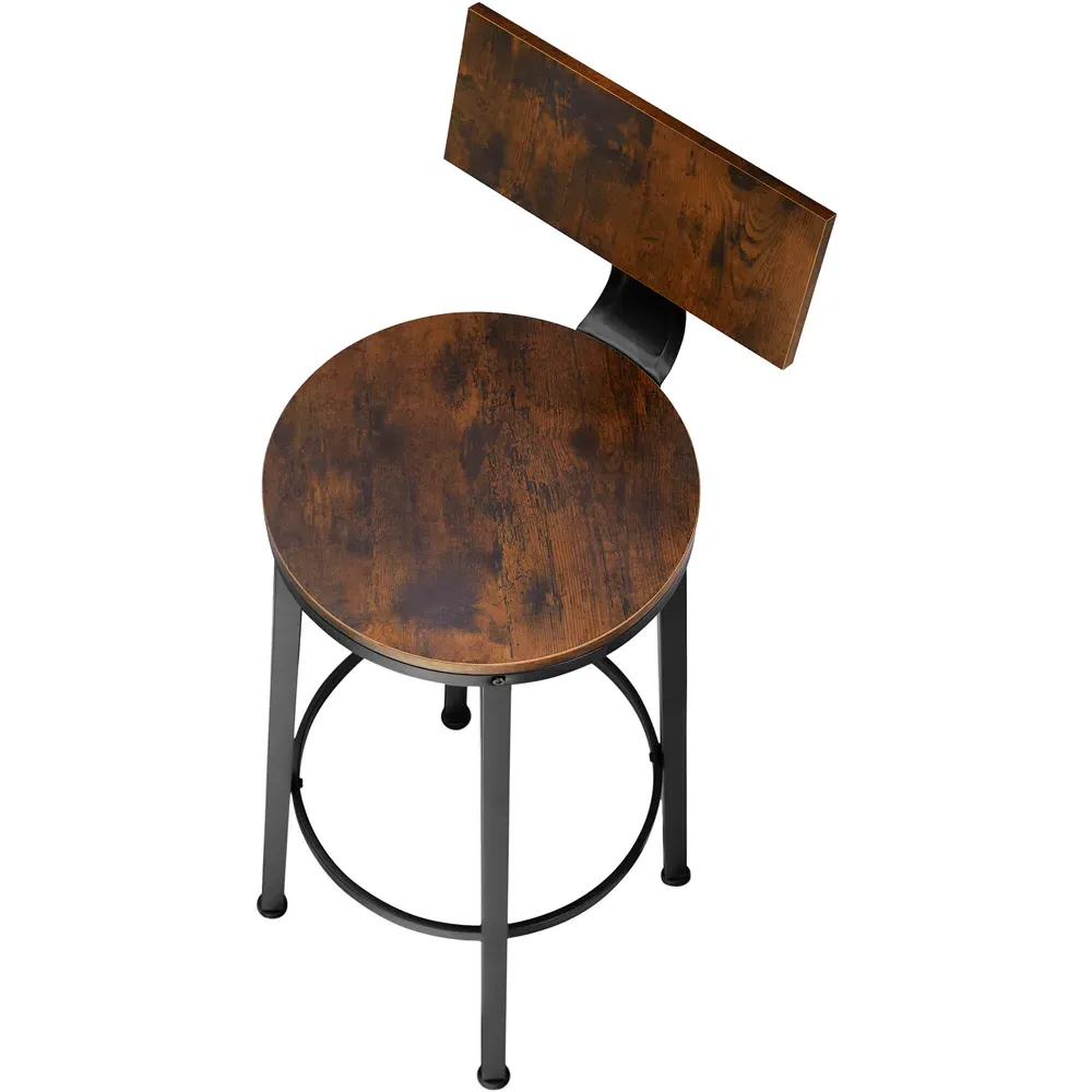 Poole Set of 2 Bar Stools - Dark Wood, Steel