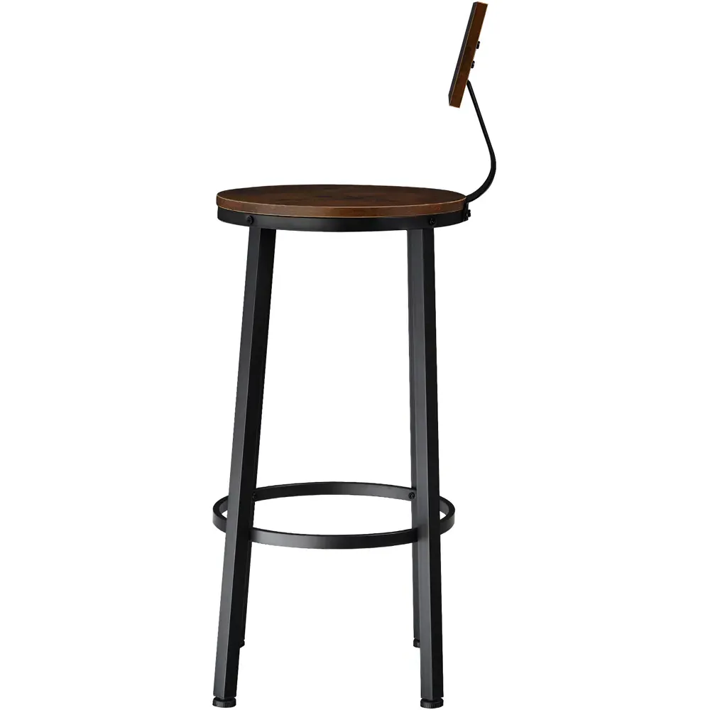 Poole Set of 2 Bar Stools - Dark Wood, Steel