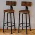 Poole Set of 2 Bar Stools - Dark Wood, Steel