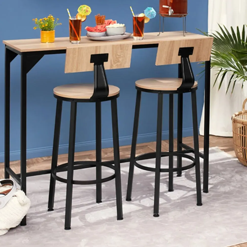 Poole Set of 2 Bar Stools - Oak Sonoma, Steel