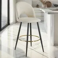 Rachel Bar Stool Set of 2 - Cream, Velvet