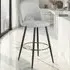 Rachel Bar Stool Set of 2 - Grey, Velvet