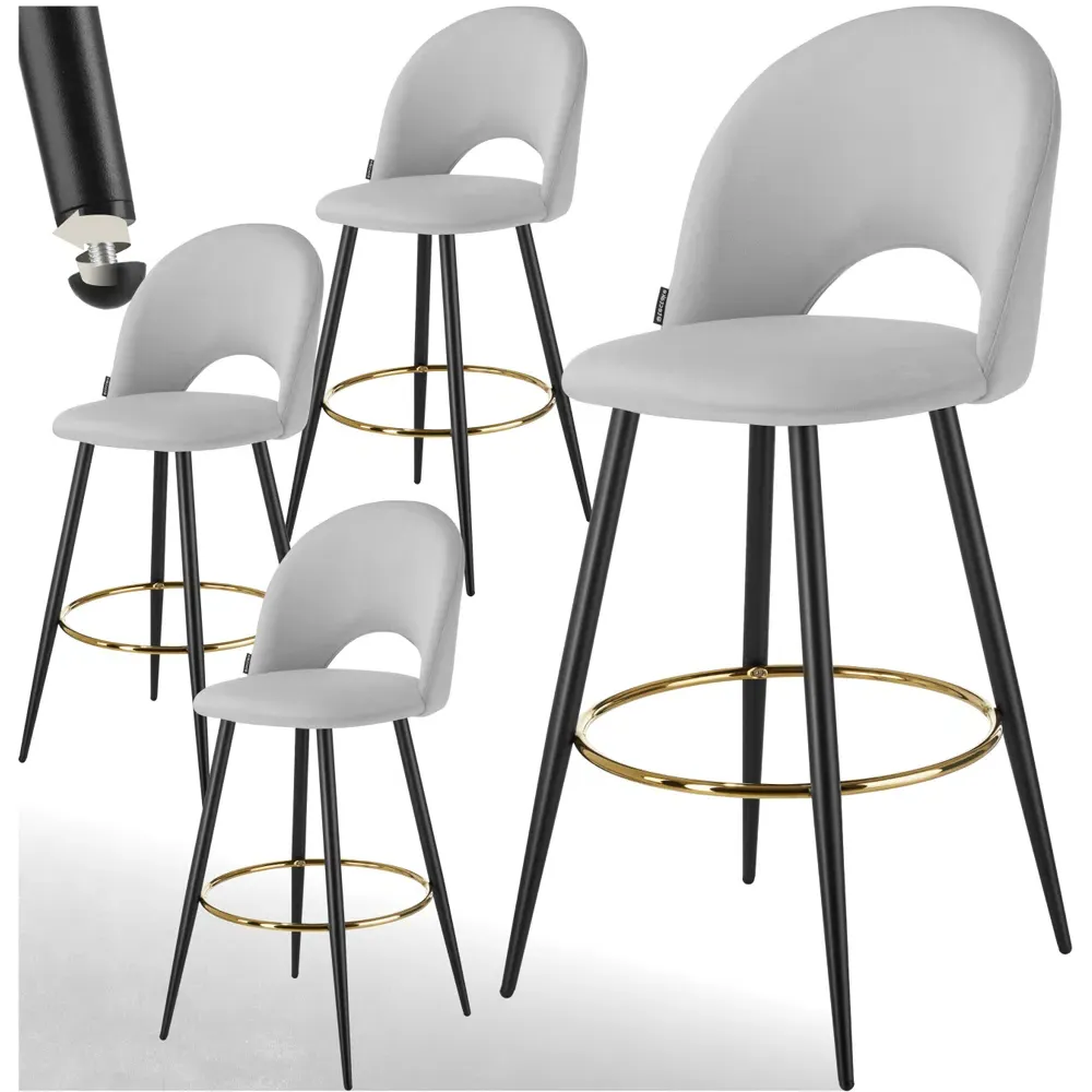 Rachel Bar Stool Set of 4 - Light Grey, Steel