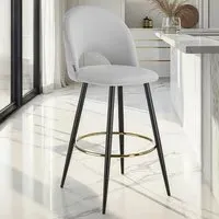 Rachel Bar Stool Set of 4 - Light Grey, Steel