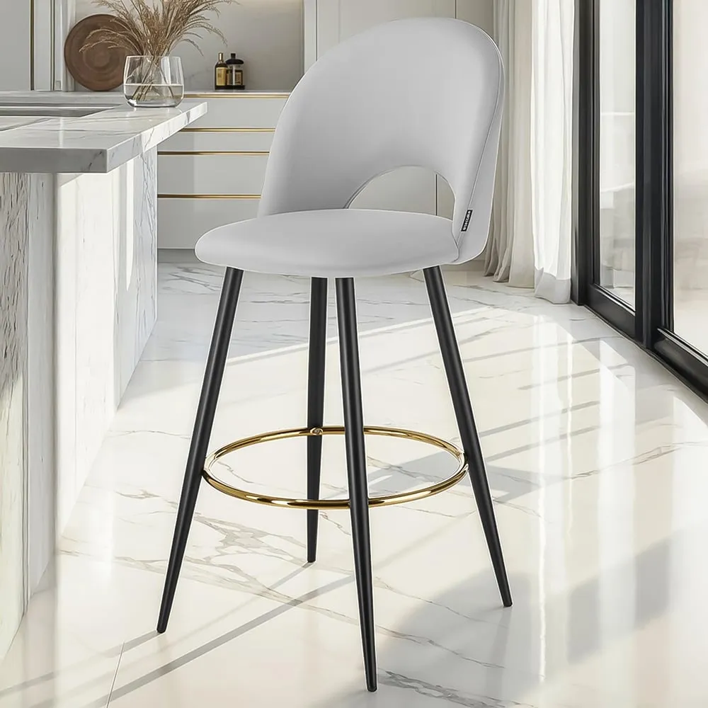 Rachel Bar Stool Set of 4 - Light Grey, Steel image