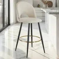 Rachel Bar Stool Set of 6 - Cream, Velvet