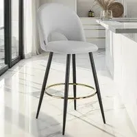 Rachel Bar Stool Set of 6 - Grey, Velvet