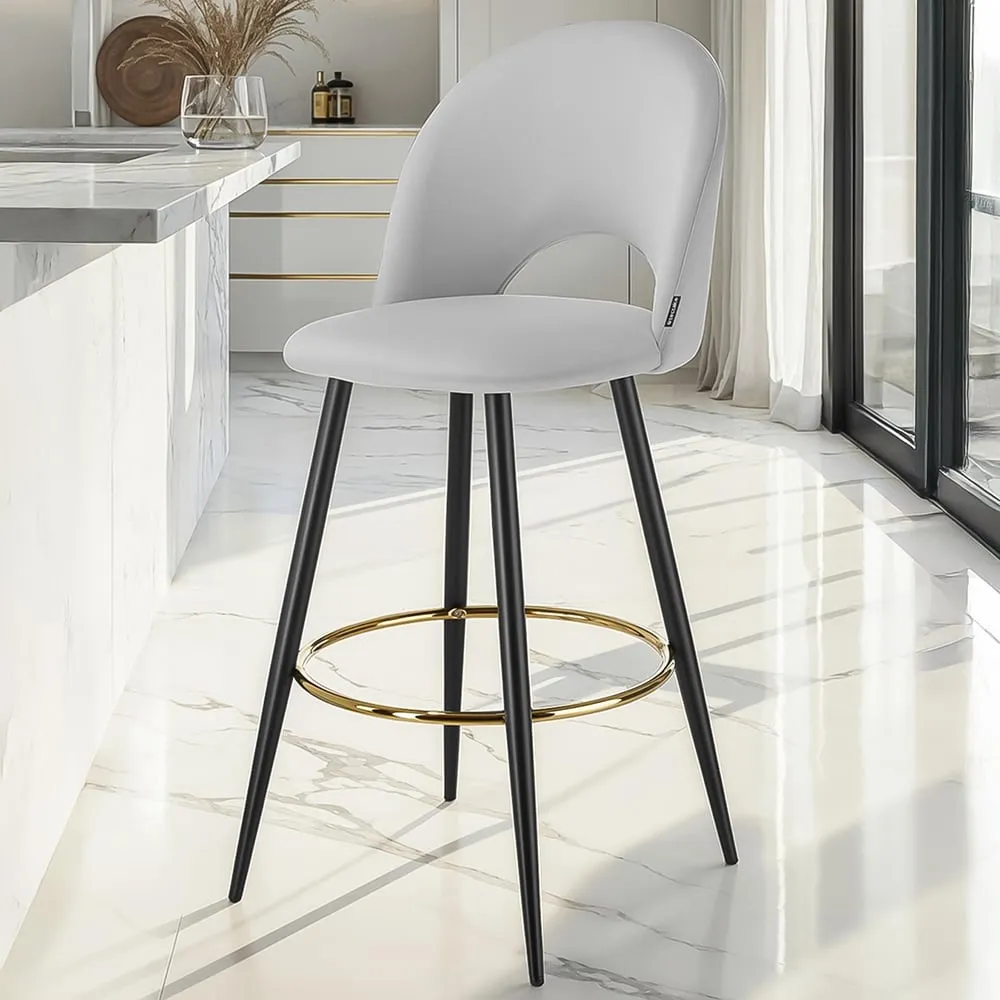 Rachel Bar Stool Set of 6 - Grey, Velvet