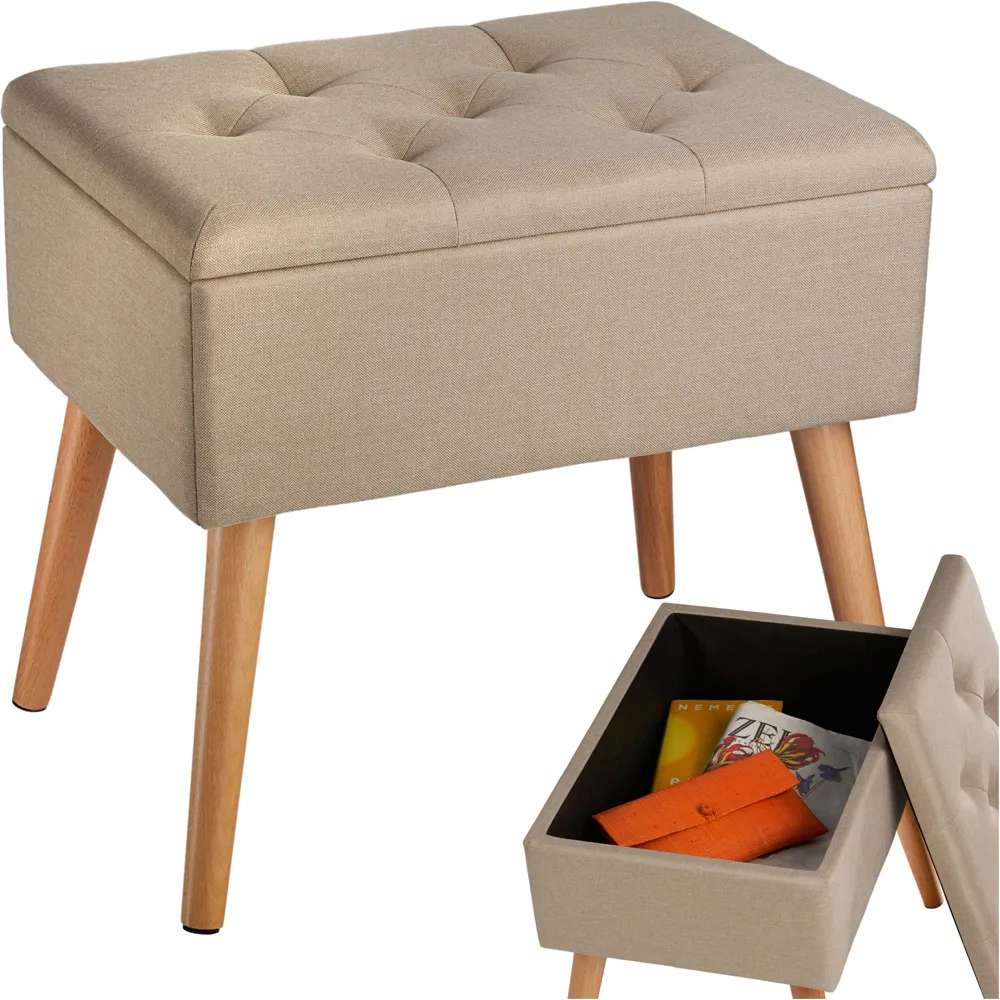 Ranya Upholstered Bench with Storage - Sand, Linen