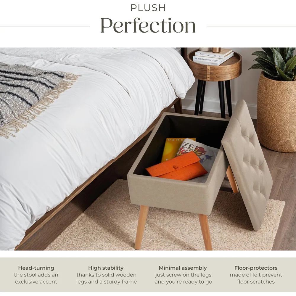 Ranya Upholstered Bench with Storage - Sand, Linen