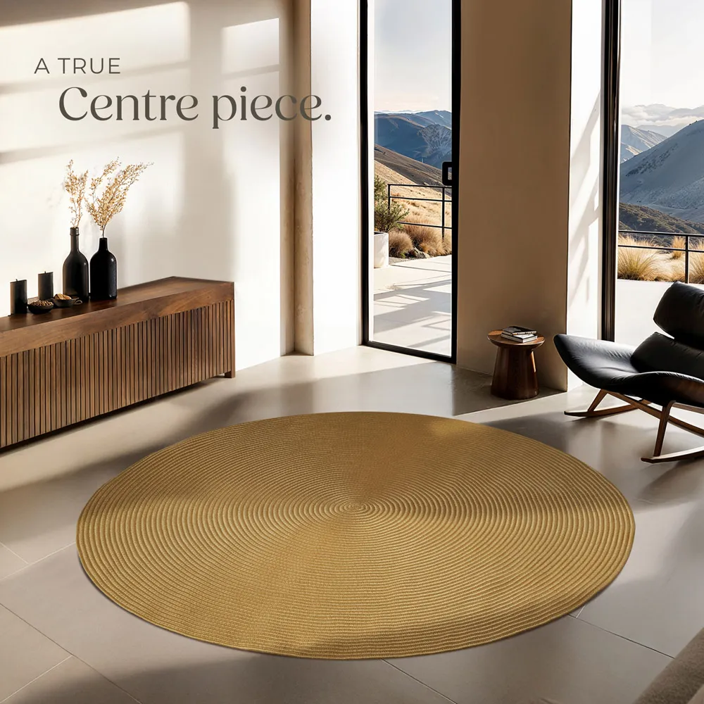 Raya Round Braided Rug - Brown, Jute Effect